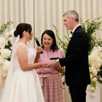 Angela leading Chris and Laura’s ceremony.